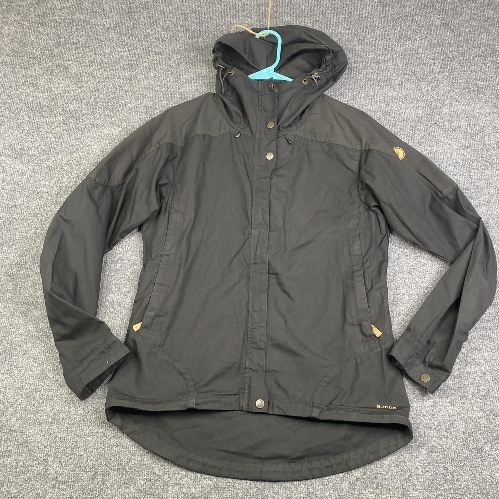 Fjallraven Skogso Jacket Womens Small Black G-1000 Hooded Outdoor Coat